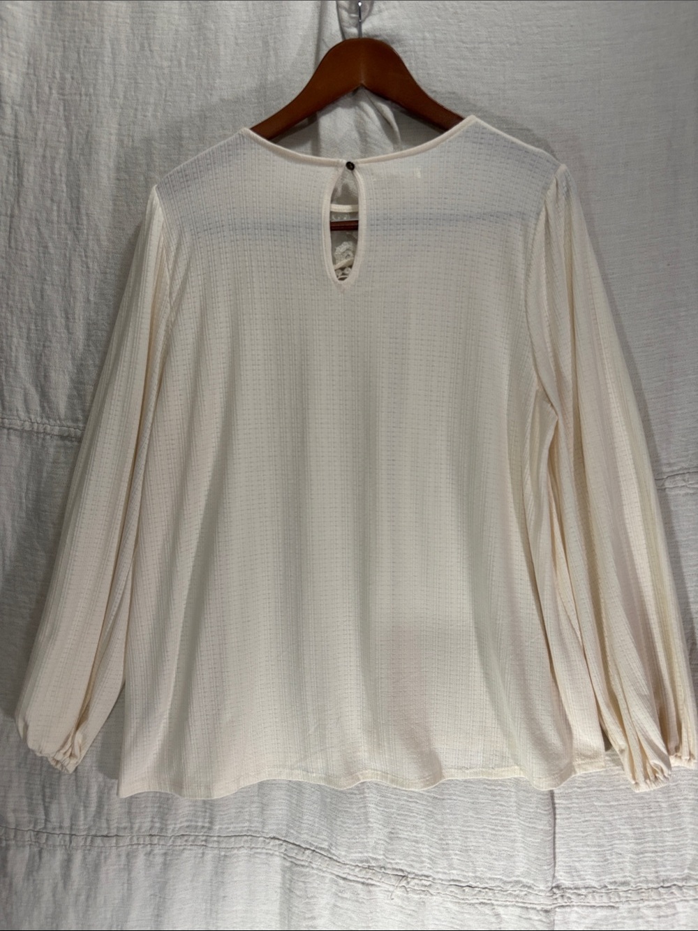 NWT Maurices Cream Crochet Lace Yoke Peasant Blouse Long Sleeve Boho 1X - Picture 8 of 9